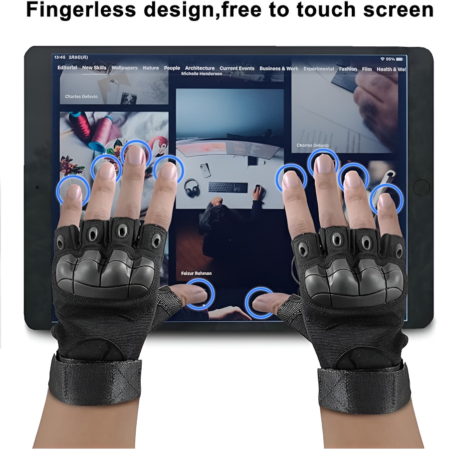 Motorcycle Glove Knuckle - メンズ用オートバイグローブ、ハードナックル保護タクティカルレザーグローブ、サイクリング、クライミング用フィンガーレスタクティカルグローブ