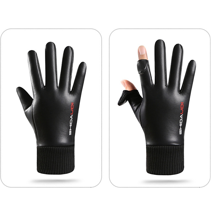 Ski Glove Waterproof - 男性用バイク用グローブ、サイクリング用グローブ。PUレザー製、裏地はフリース、保温性、防水性、タッチスクリーン対応、指全体を覆うタイプ、スキー用、防寒ミトン。
