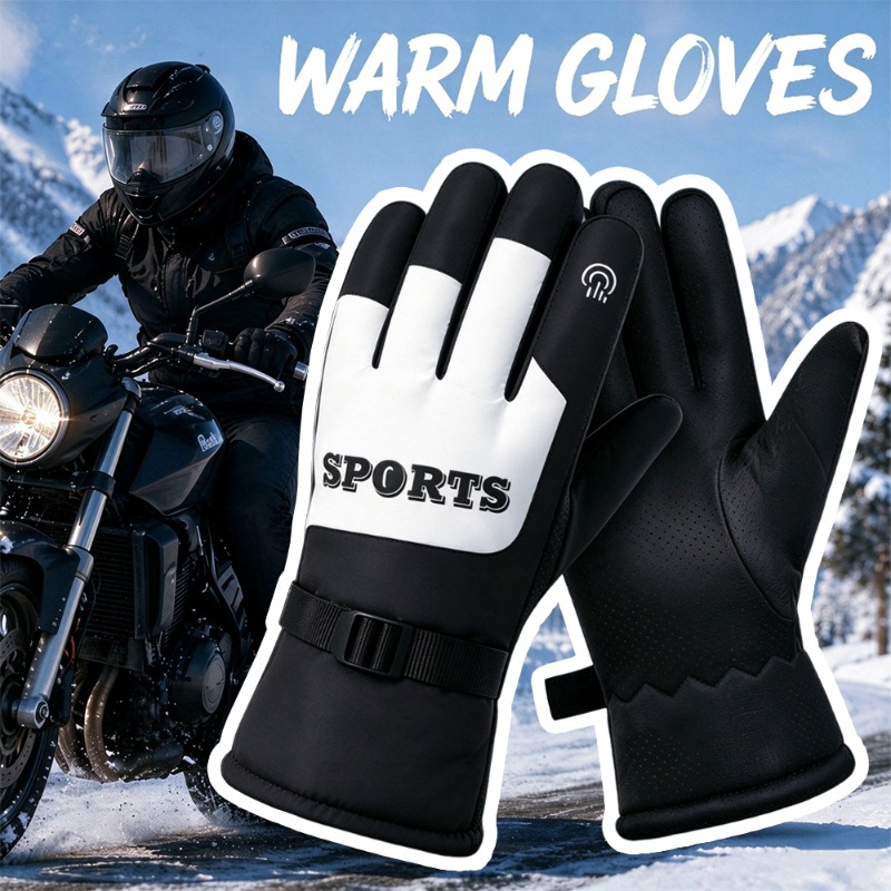 Ski Glove Waterproof - 冬用バイクグローブ、屋外用、防水、防寒、保温、フリース裏地、滑り止め、防風、男性・女性用、バイクやスキー、ライディングに最適。