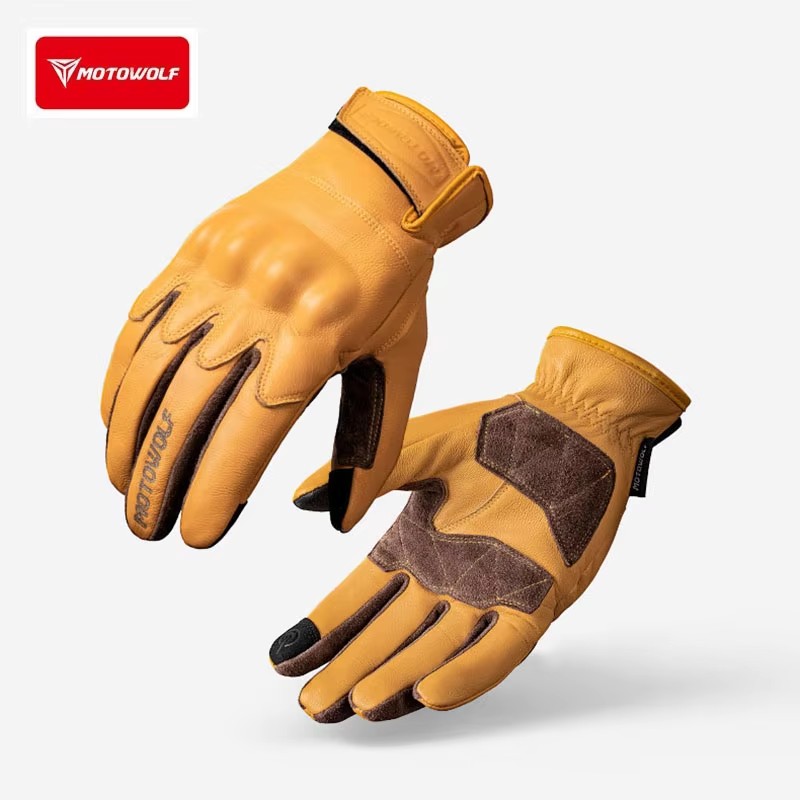 革製オートバイグローブ レトロライディンググローブ ヴィンテ - Motorcycle Glove Knuckle のレビューと価格