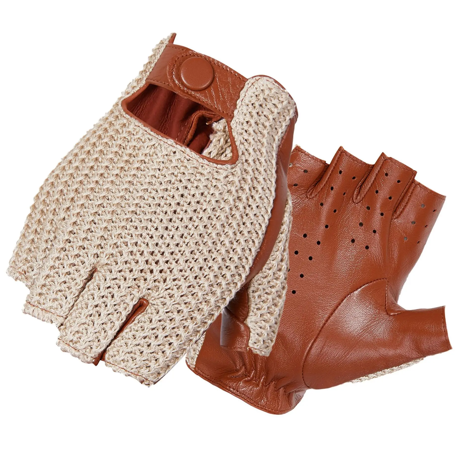メンズ 本革製、裏地なし、レトロなデザイン、スナップボタン付 - Leather Driving Glove のレビューと価格