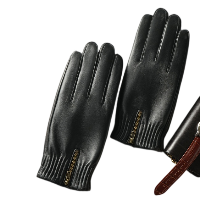 冬用 厚手 あたたか レトロ調手袋 黒色 天然羊革製 メンズ - Leather Driving Glove のレビューと価格
