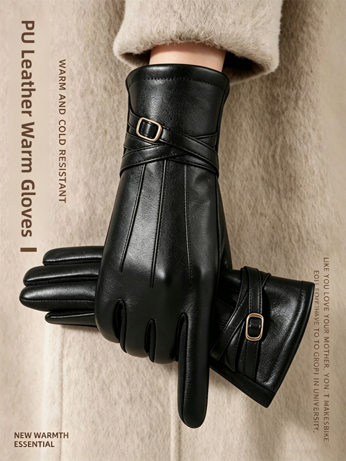 女性用冬用厚手フリース裏地付きタッチスクリーングローブサイク - Leather Driving Glove のレビューと価格
