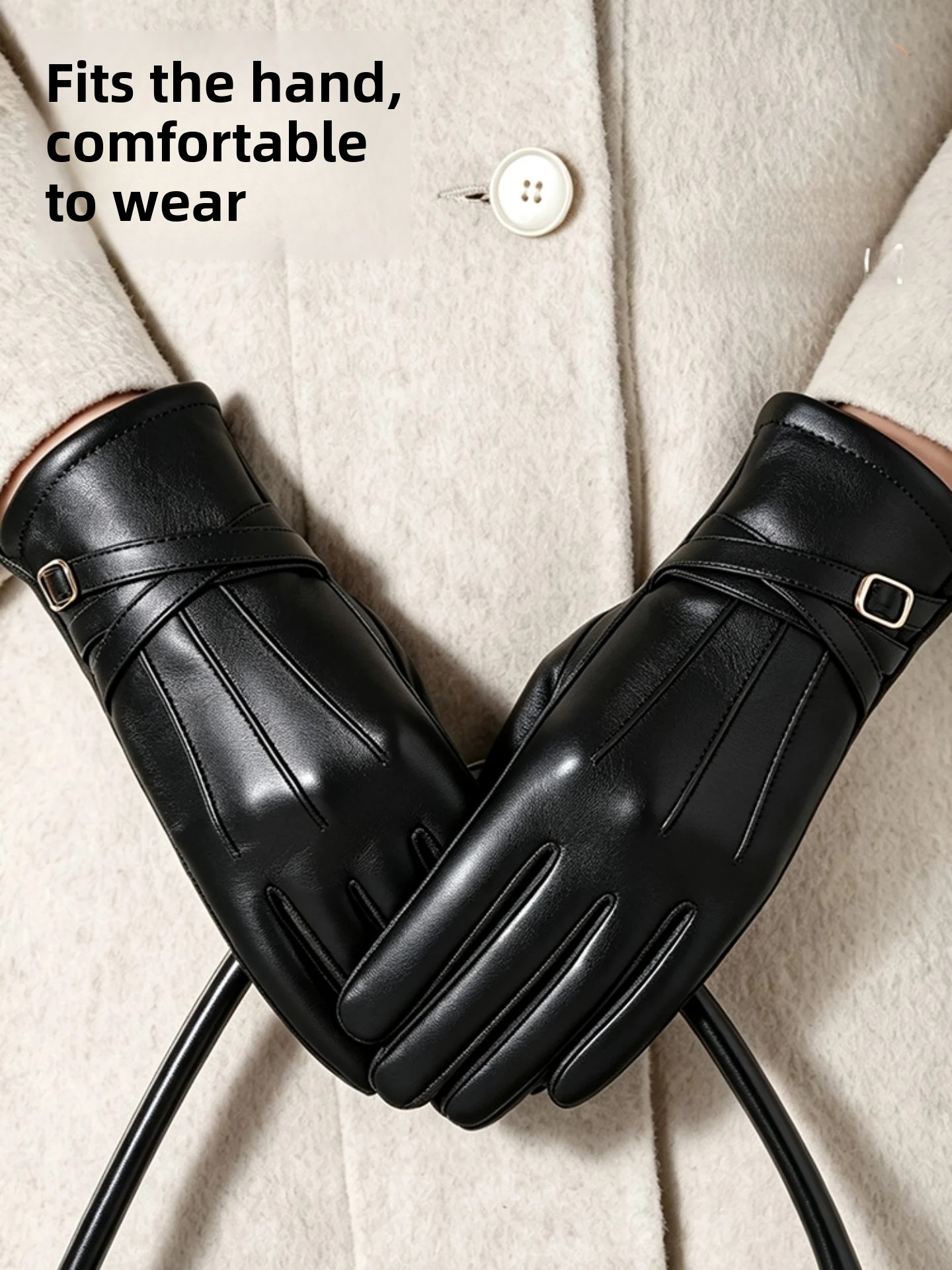 女性用冬用厚手フリース裏地付きタッチスクリーングローブサイク - Leather Driving Glove のレビューと価格