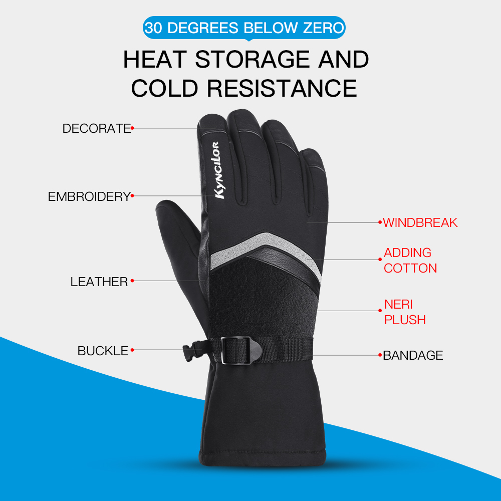 冬の屋外サイクリングスキー登山手袋厚みのあるフリース暖かいタ - Ski Glove Waterproof のレビューと価格